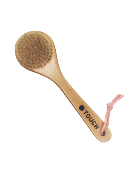 Щетка деревянная с кактусовой щетиной 24 см для сухого массажа тела